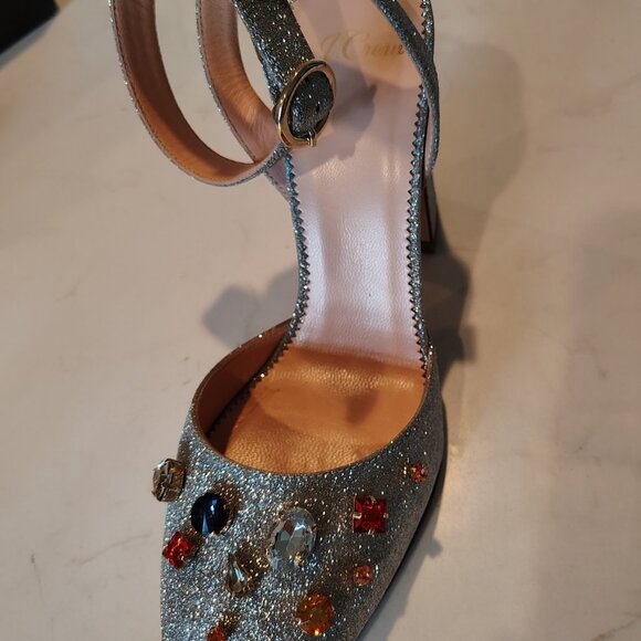 J. Crew Collection - Made in Italy Silver Glitter Vicky Pump with Jewels - Picture 3 of 6